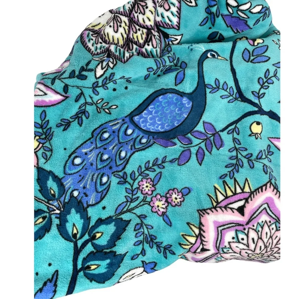 Vera Bradley Peacock Garden Throw Blanket Blue Pink Purple Size 80x50